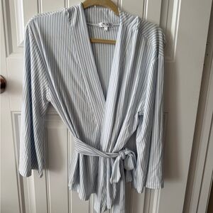 Lake Pajamas Blue and White Short Robe/Kimono Intimates & Sleepwear